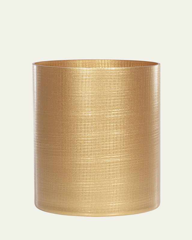 Cambric Glass Wastebasket, Gold Enamel